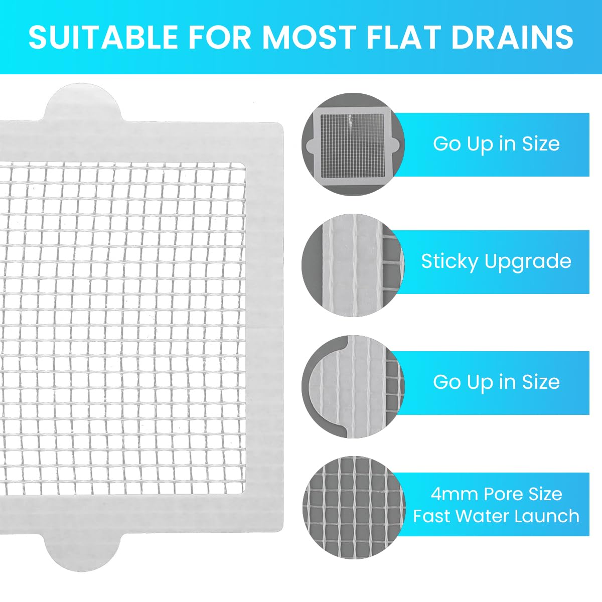 HASTHIP Disposable Shower Drain Hair Catcher for Bathroom and Sink | 10Pack 6 x 6 in Mesh Stickers