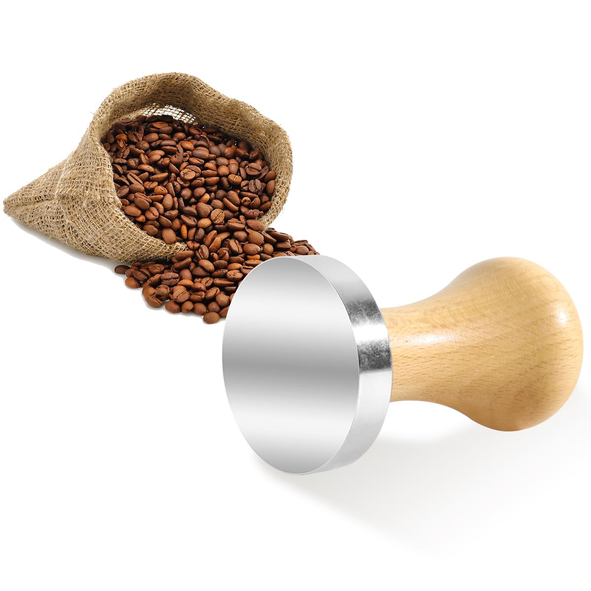 Supvox Espresso Tamper for Barista Coffee with 51mm Metal Base and Ergonomic Wooden Handle