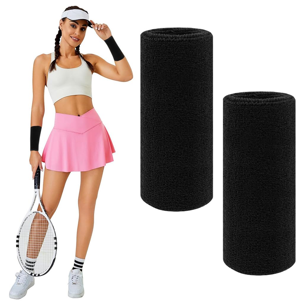 Proberos® 2 Pcs Sports Wrist Guards for Men & Women, Super Absorbent Sweat Towel Wristbands, Workouts Accessories, Comfortable & Stretchable Wrist Support for Gym, Running, Tennis, Basketball