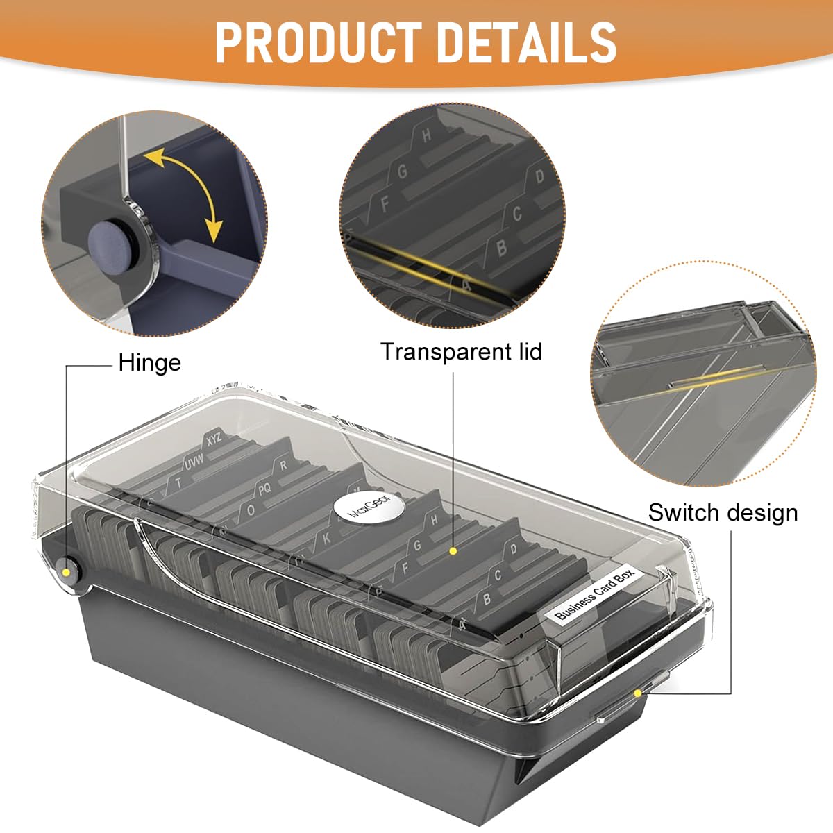 Climberty Business Card Storage Case with 5 Compartments for 500 Cards 24x12x7.5cm | Organizer