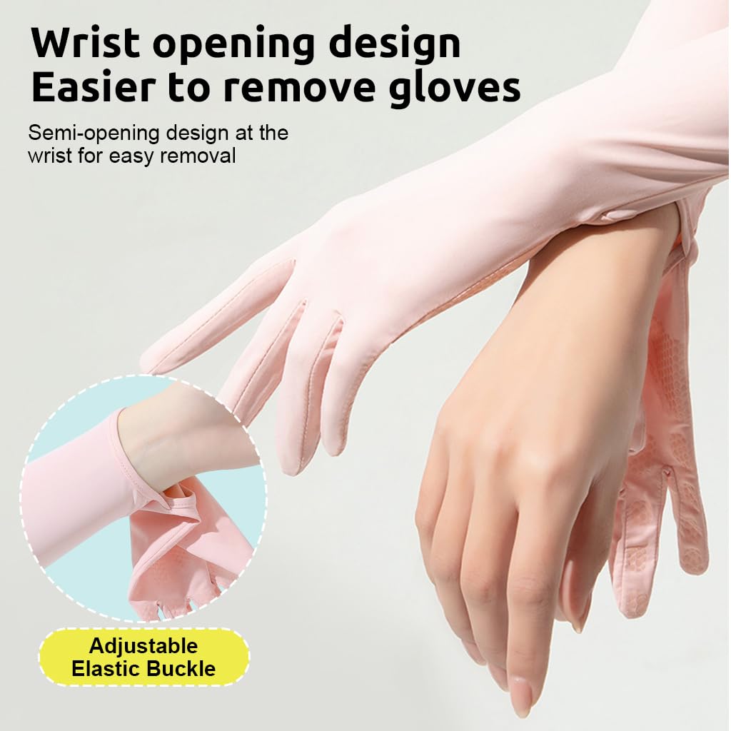 PALAY Hand Gloves for Sun Protection with Cooling Nylon Ice Silk Arm Sleeves for Women