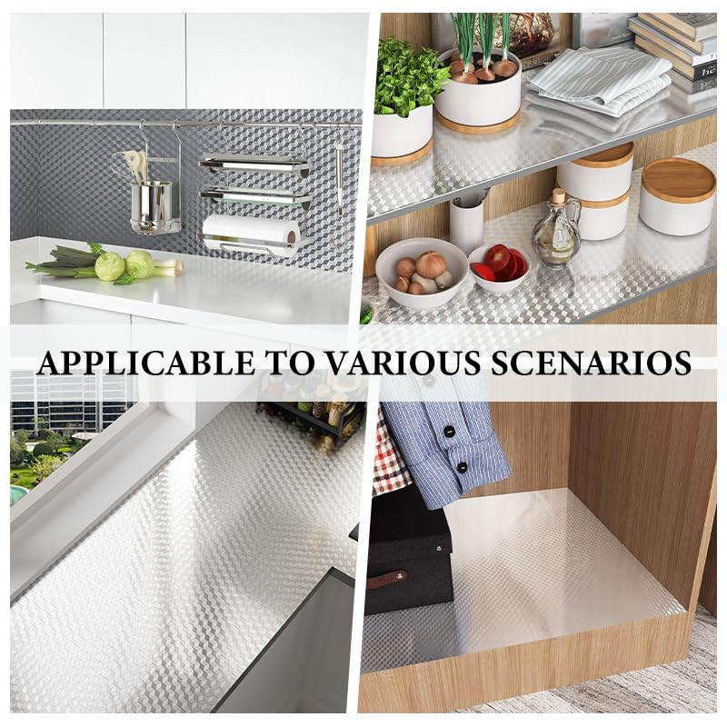 Supvox Oil Proof Countertop Sticker for Kitchen with Heat Resistant Tin Foil 40x300cm | Easy Peel & Stick Backsplash