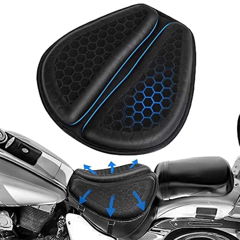 STHIRA Motorcycle Seat Cushion for Long Rides with 3D Honeycomb Gel Pad | 3 PCS Breathable TPE Design