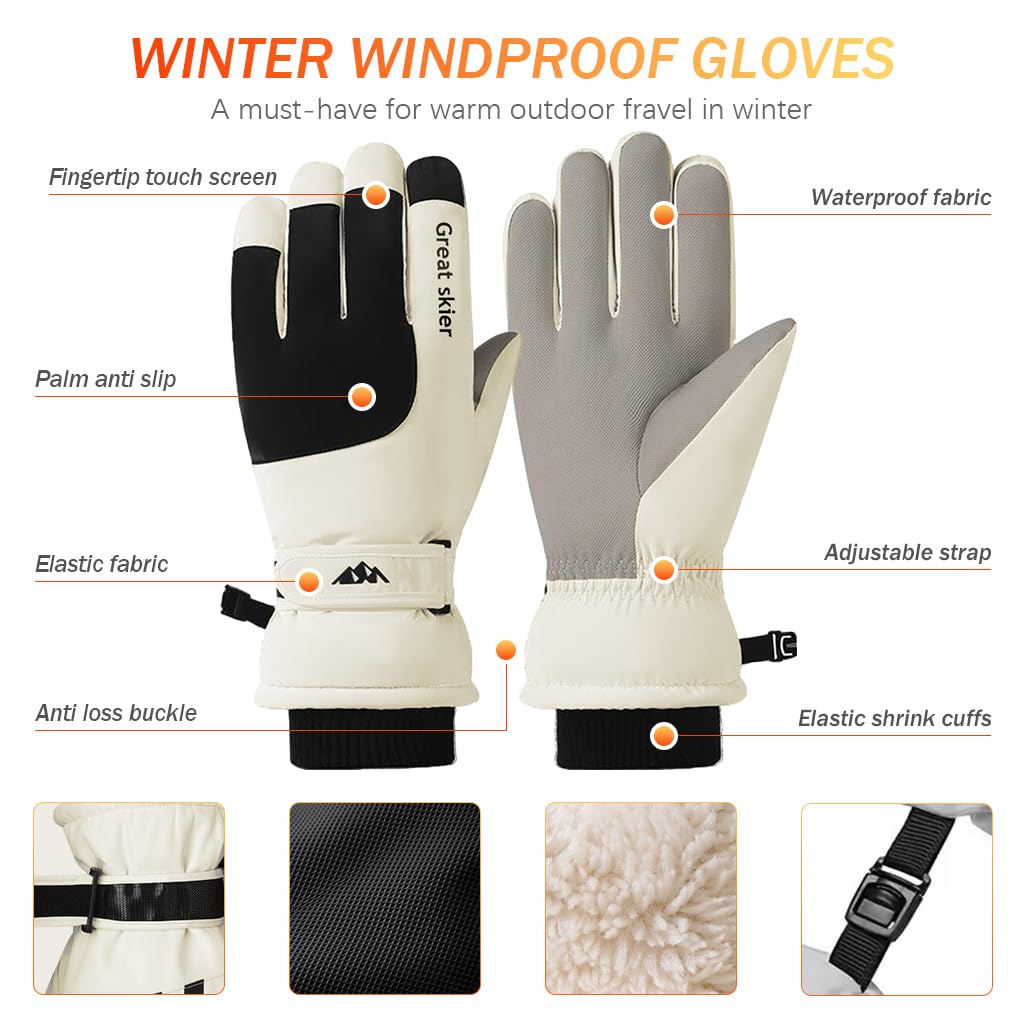 Gustave Winter Gloves with 31 cm Length and Anti Slip PU Palm for Men & Women | Touchscreen Fleece Lining