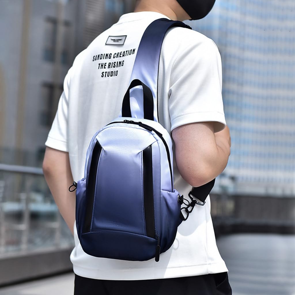 GUSTAVE Chest Bag for Men featuring Dual Layer Design and Waterproof Nylon | Gradient Blue Black