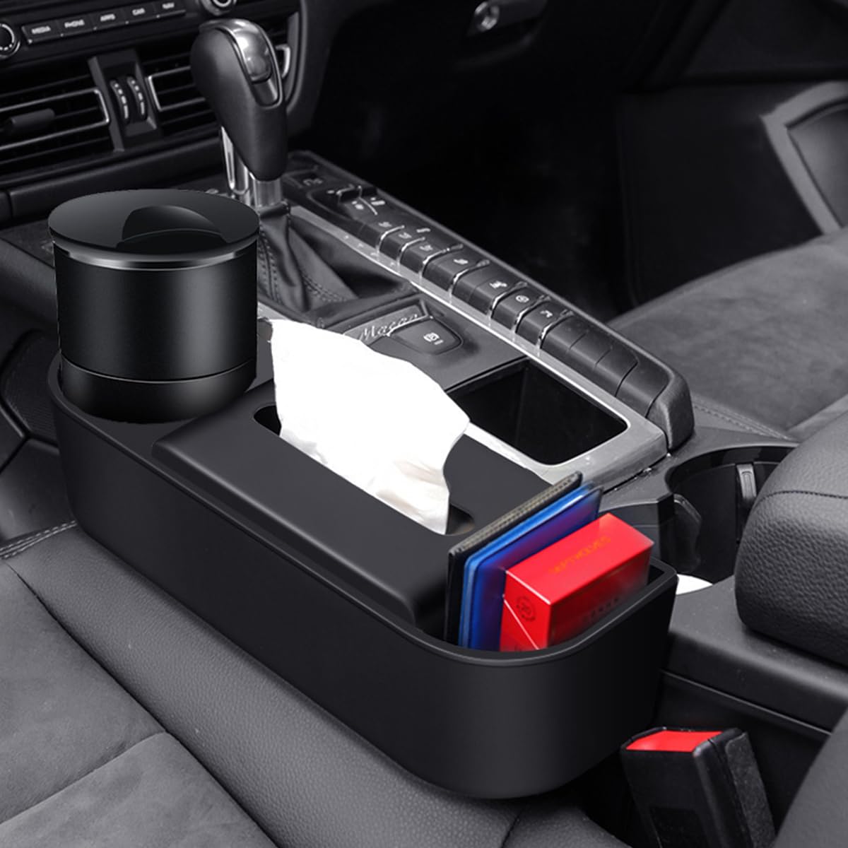 STHIRA Car Seat Gap Filler Organizer for Driver and Passenger with Cup Holder 30x10x17cm | Durable Plastic Universal Fit Design