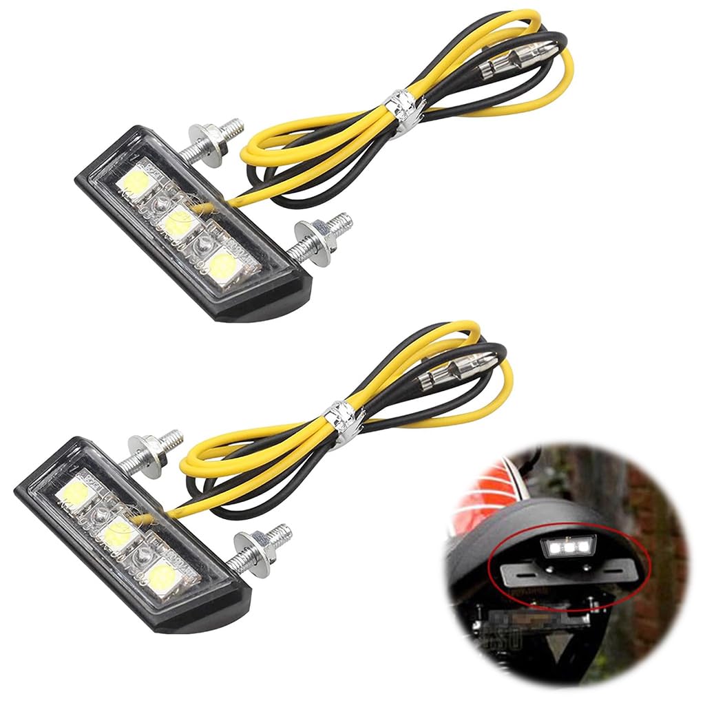 STHIRA Motorcycle License Plate Light for 12V Use with 3 LEDs and Waterproof ABS Housing