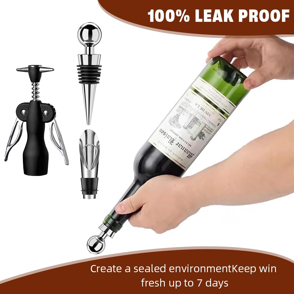 ZIBUYU Wine Accessories Set for Opening and Serving | 3Pcs Zinc Alloy Winged Corkscrew