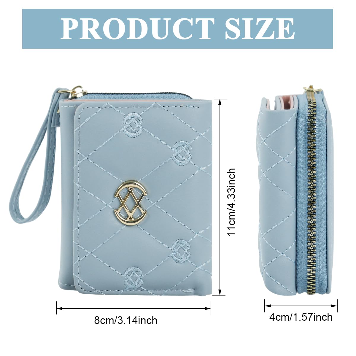 PALAY Small Wallet for Women with 9 Card Slots and Snap Button Closure in Blue | Fashion PU Leather Clutch for Daily Use