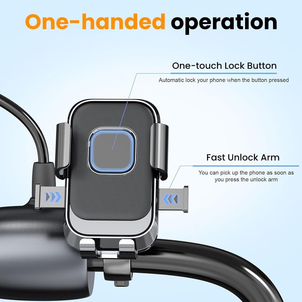 ZORBES Riding Phone Mount for Bikes with 360° Rotation and Screw-Fixed Handlebar | Anti-Slip 6-Claw Holder for Most Smartphones