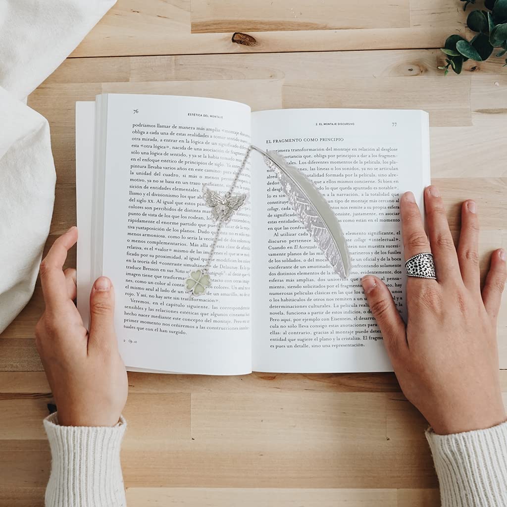 HASTHIP Metal Feather Bookmark for Reading with 3D Sagittarius Pendant and 11.5 cm Design | Zinc Alloy Glow in the Dark Gift