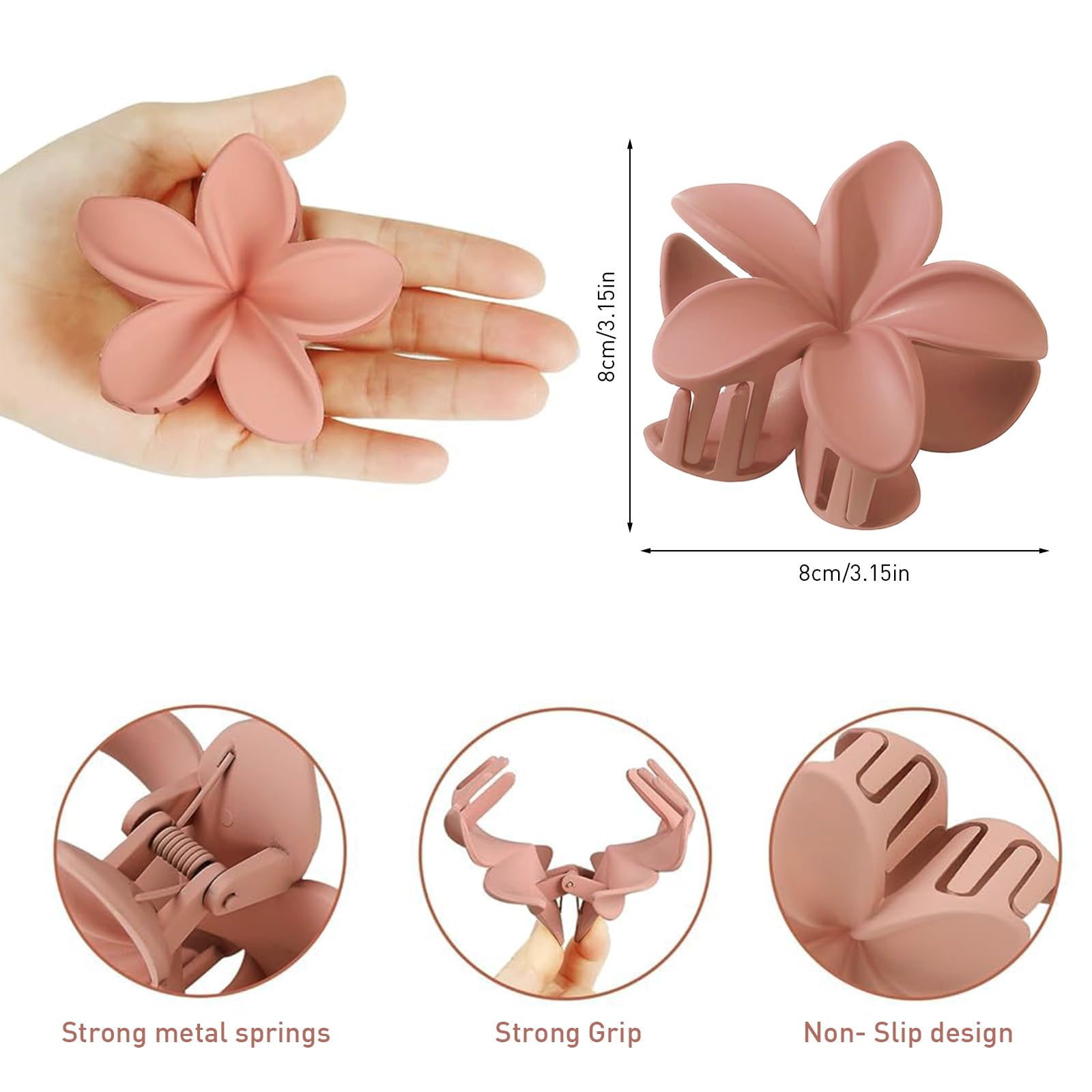 Venzina® 5 Pcs Claw Clips for Women Large Hawaiian Flower Plumeria Clutcher for Women Hair Clips for Thick and Thin Hair Cute Hair Accessories for Women and Girls