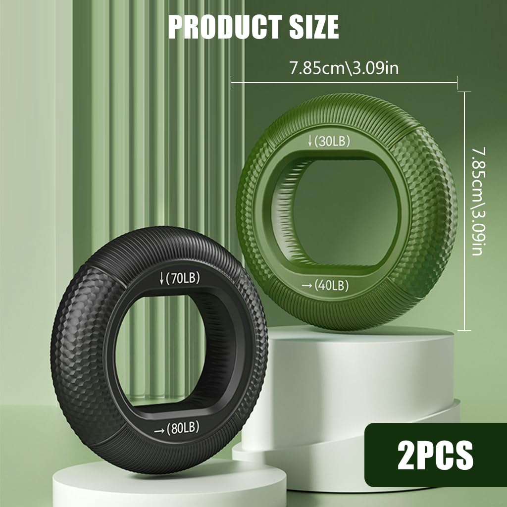 Proberos Hand Grip Strengthener Rings for Athletes with 30–80 lb Resistance | Textured Non Slip Silicone Design