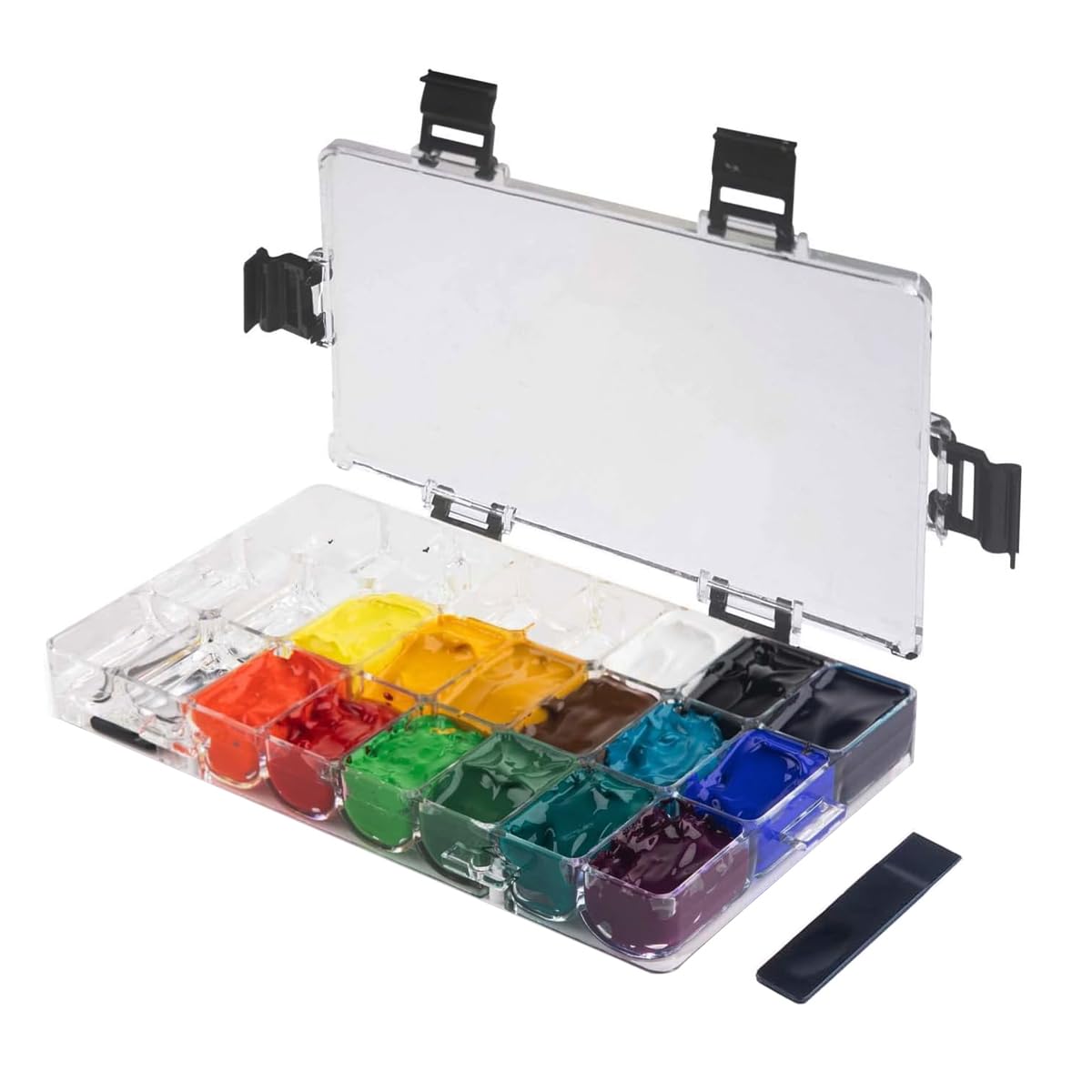 HASTHIP® Paint Storage Palette Box - 24-Grid Wells Airtight Stay Wet Acrylic Paint Container with Lid, Airtight Stay Wet for Watercolor, Gouache, Acrylic and Oil Paint, Preserves Colors for 20 Days