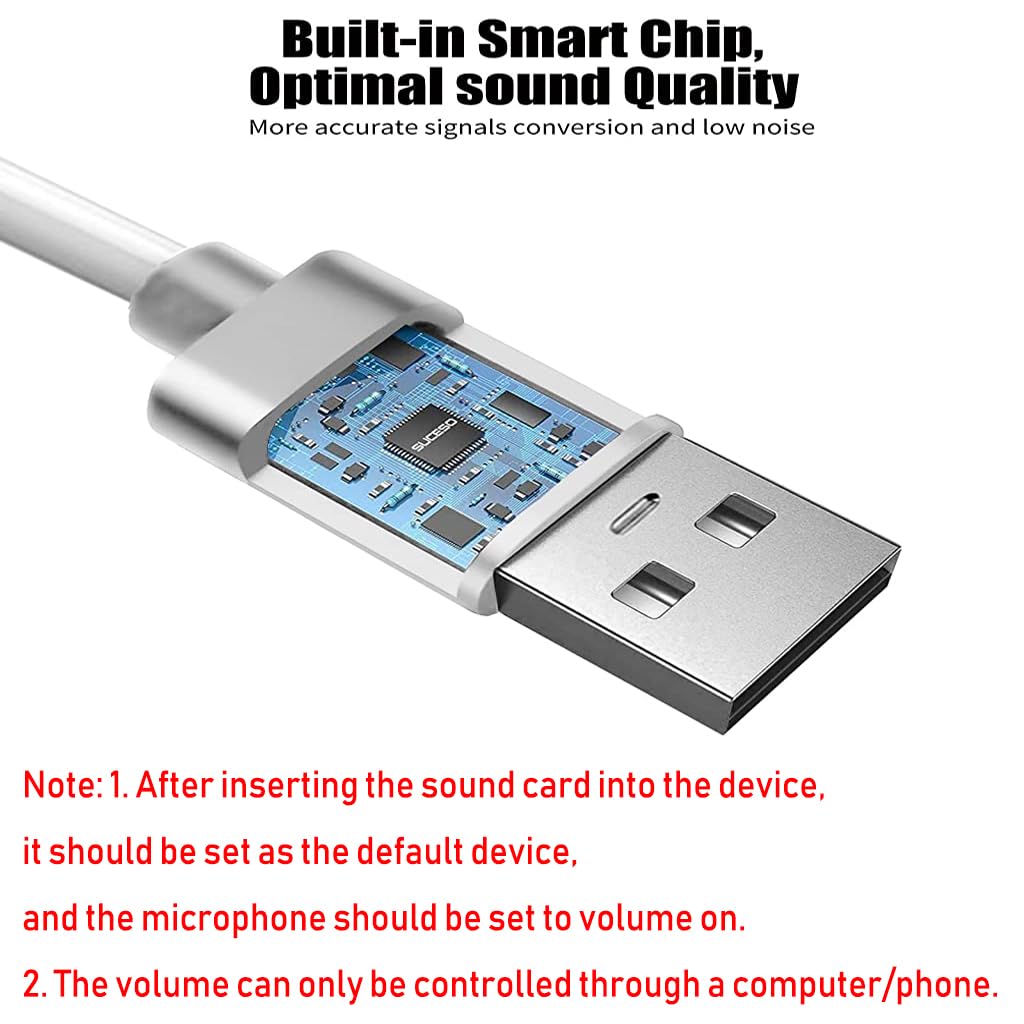 Verilux® USB Sound Card USB to 3.5mm Jack Audio Adapter USB External Stereo Sound Adapter Splitter Converter for Windows and Mac, Linux, Compatible with PS4, Headset (Sliver)