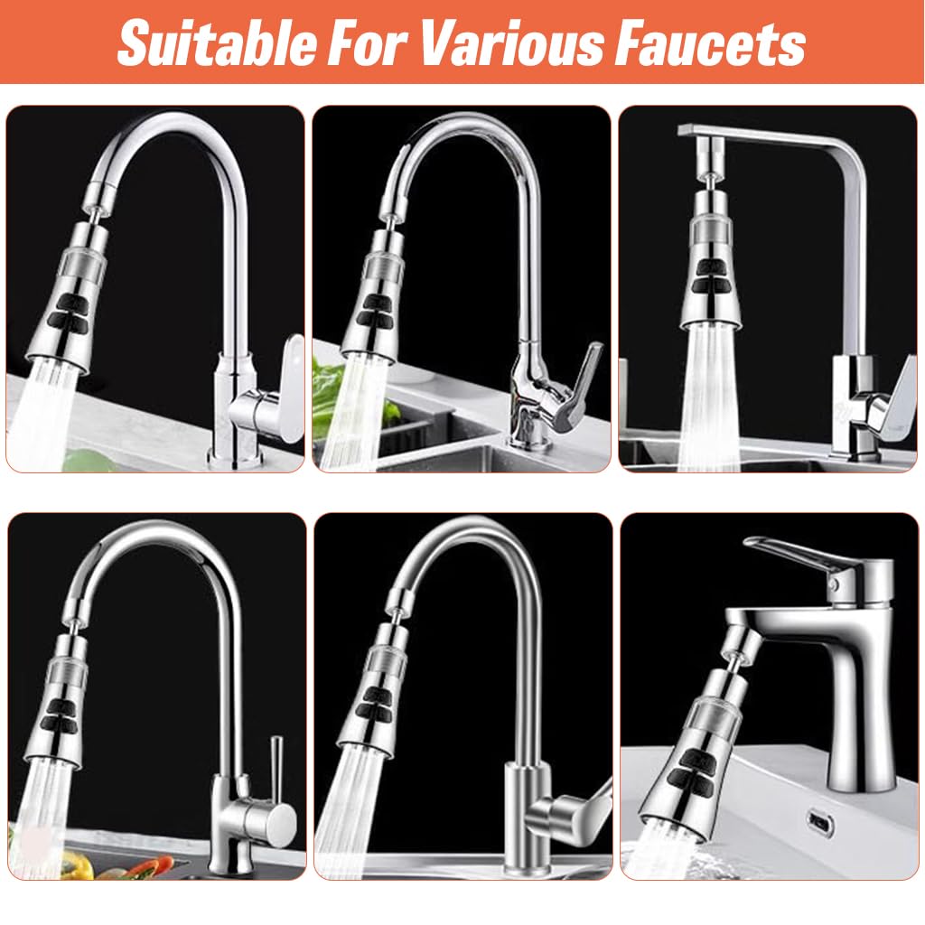 HASTHIP Kitchen Faucet Extender for Sink with 360° Rotation and 3-Mode Spray Head | Stainless Steel