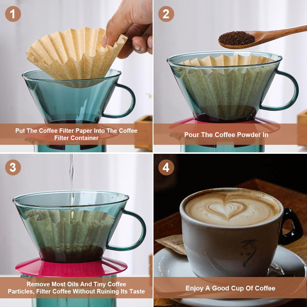 Supvox Pour Over Coffee Filters 100 pcs featuring Cone Shaped Design and Unbleached Paper