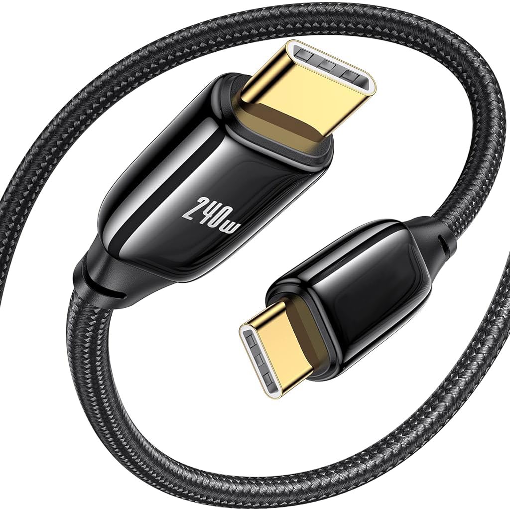 Verilux® 6.6ft Type C to Type C Cable, Type C Cable with LCD Display Support PD 240W Fast Charging & Data Transfer TYPE-C to TYPE-C Cable Compatible with MacBook Pro/iPad Pro/iPad Air/GalaxyS20