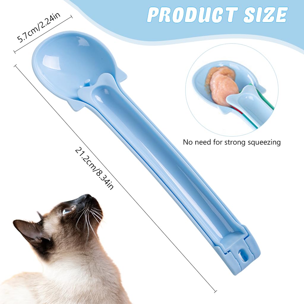 Qpets® Cat Treat Feeding Spoon, Pet Moist Treats Strips Feeding Spoon Food-Grade BPA Free Plastic Cat Treats Feeding Spoon Portable Feeding Spoon for Dry, Soft, Moist Cat Treats