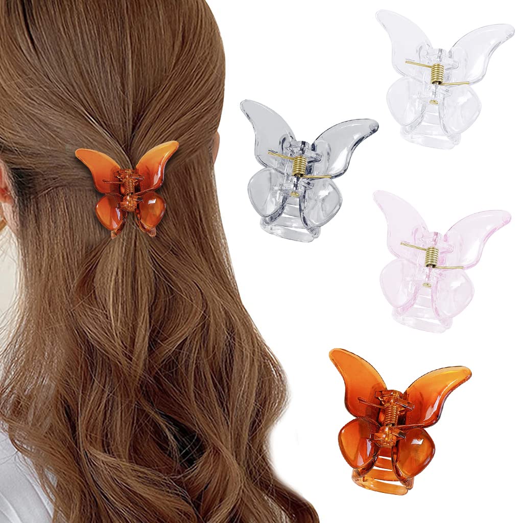 MAYCREATE® 4 Pcs Hair Claw Clips,Clutchers Claws for Women Acrylic Butterfly Korean Hair Clips Non slip,Trendy Hair Accessories for Women and Girls,Size 1.49 Inch