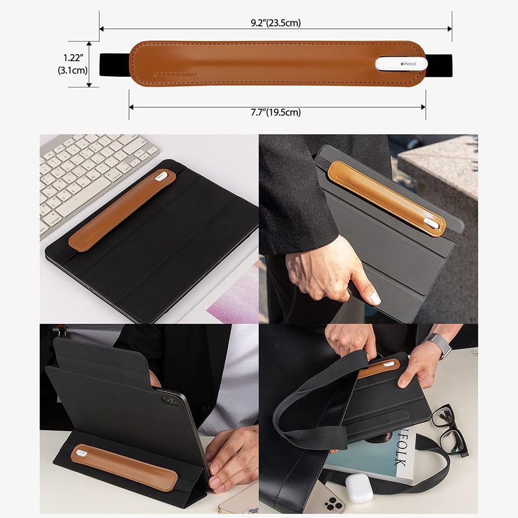 ZORBES For Apple Pencil Cover, For Apple Pencil Case Compatible 1st & 2nd Generation, For Apple Pencil Holder PU Leather Pouch Pencil Sleeve, Elastic Band Fit iPad 8th 7th Mini 5th/Notebook/Tablets