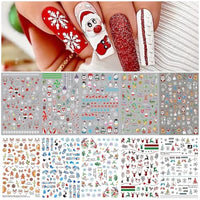 HASTHIP® 10 Sheets Nail Art Decal DIY Christmas Nair Art Decals Sticky Nail Art Decals Christmas Assorted Christmas Santa Claus Theme Series Nail Decals Creative Nail Art Sticker for Christmas, Party