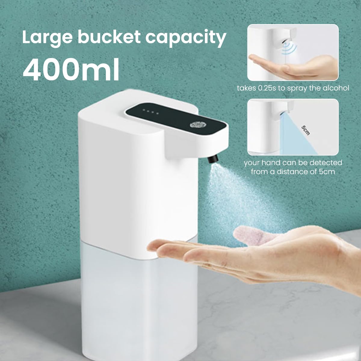 HANNEA Automatic Soap Dispenser for Kitchen and Bathroom with Motion Sensor 400ml | USB Rechargeable