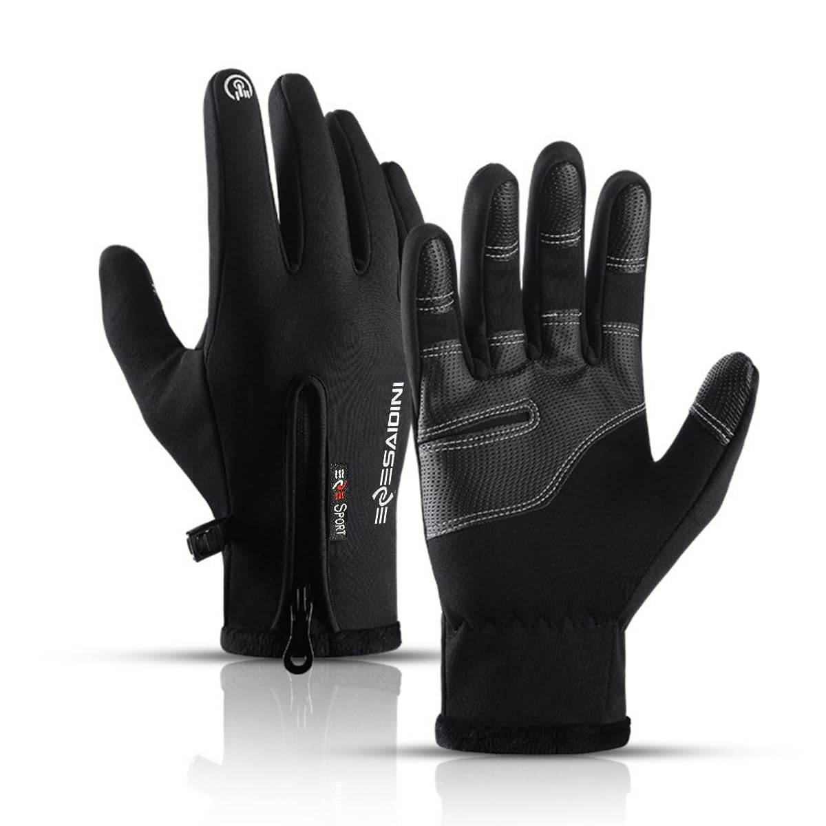 GUSTAVE® Winter Cycling Gloves For Men,Riding Gloves Finger Gloves,Gloves For Men Winter Warm Touchscreen Thermal Fleece Lined (Black L), Large