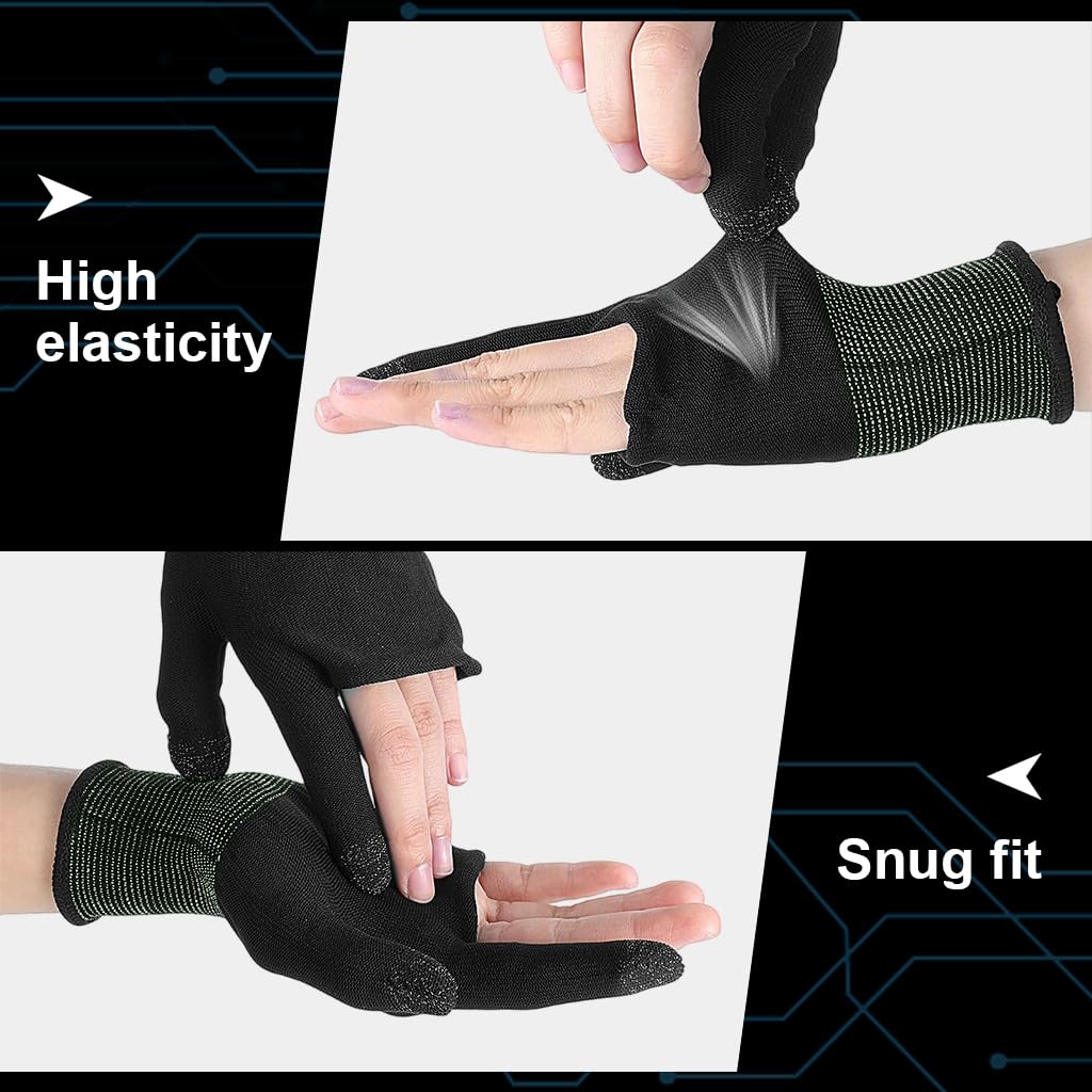 ZORBES Gaming Finger Gloves 2PCS for Mobile and Tablet use with Silver Fiber Tips | Breathable Stretch Fit