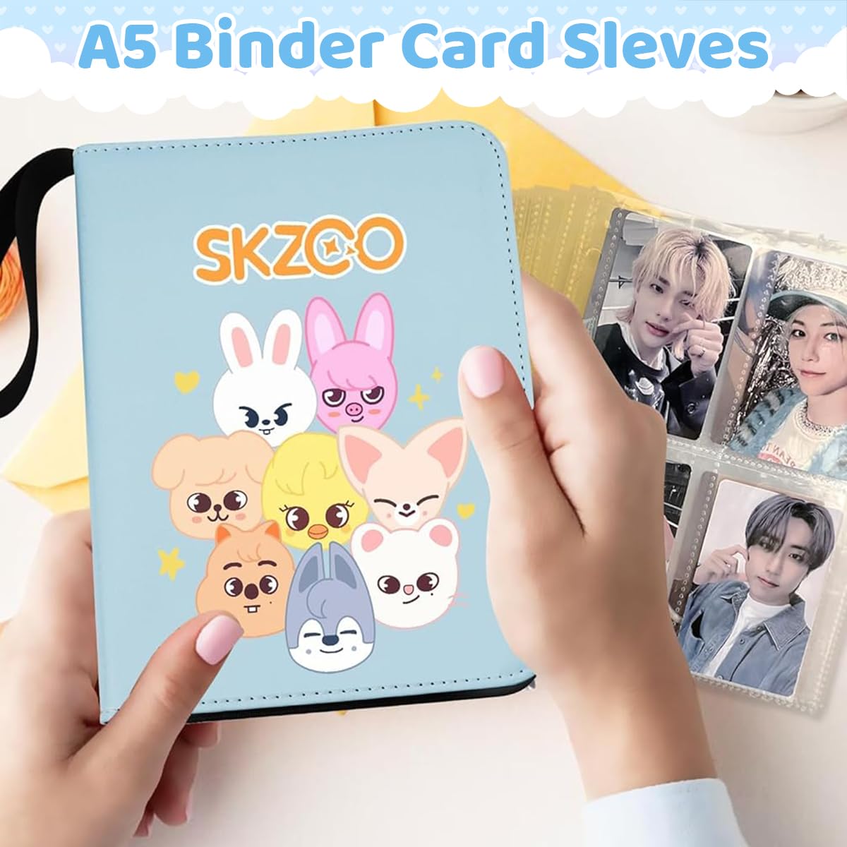 PATPAT K-pop Stray Kids Photocard Album with 400 Pockets Zippered PU Cover and Hand Strap