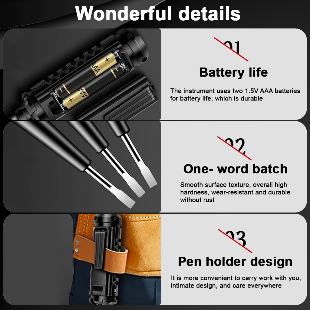 Serplex Voltage Multimeter Pen for Electrical Testing with 3 Color Light Indicator and Sound Alarm | 3PCS