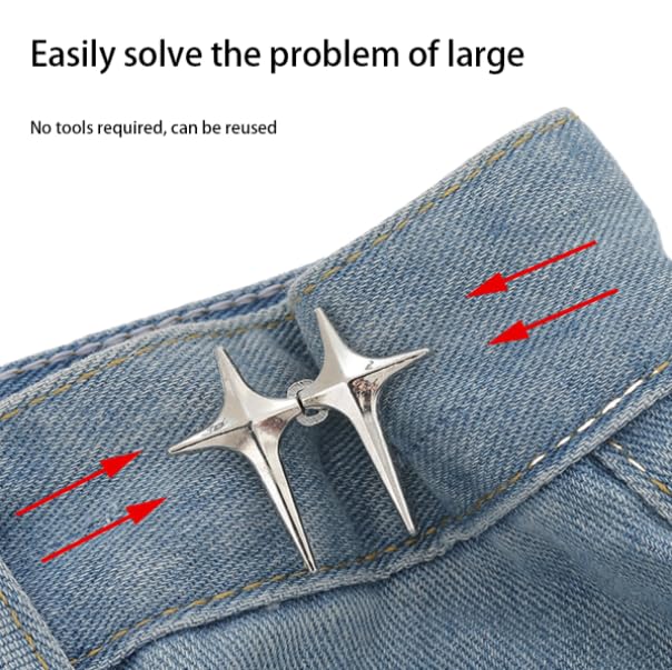 ZIBUYU Jeans Button Pins for DIY Clothing Repair with Four-Pointed Star Design | 4 Sets
