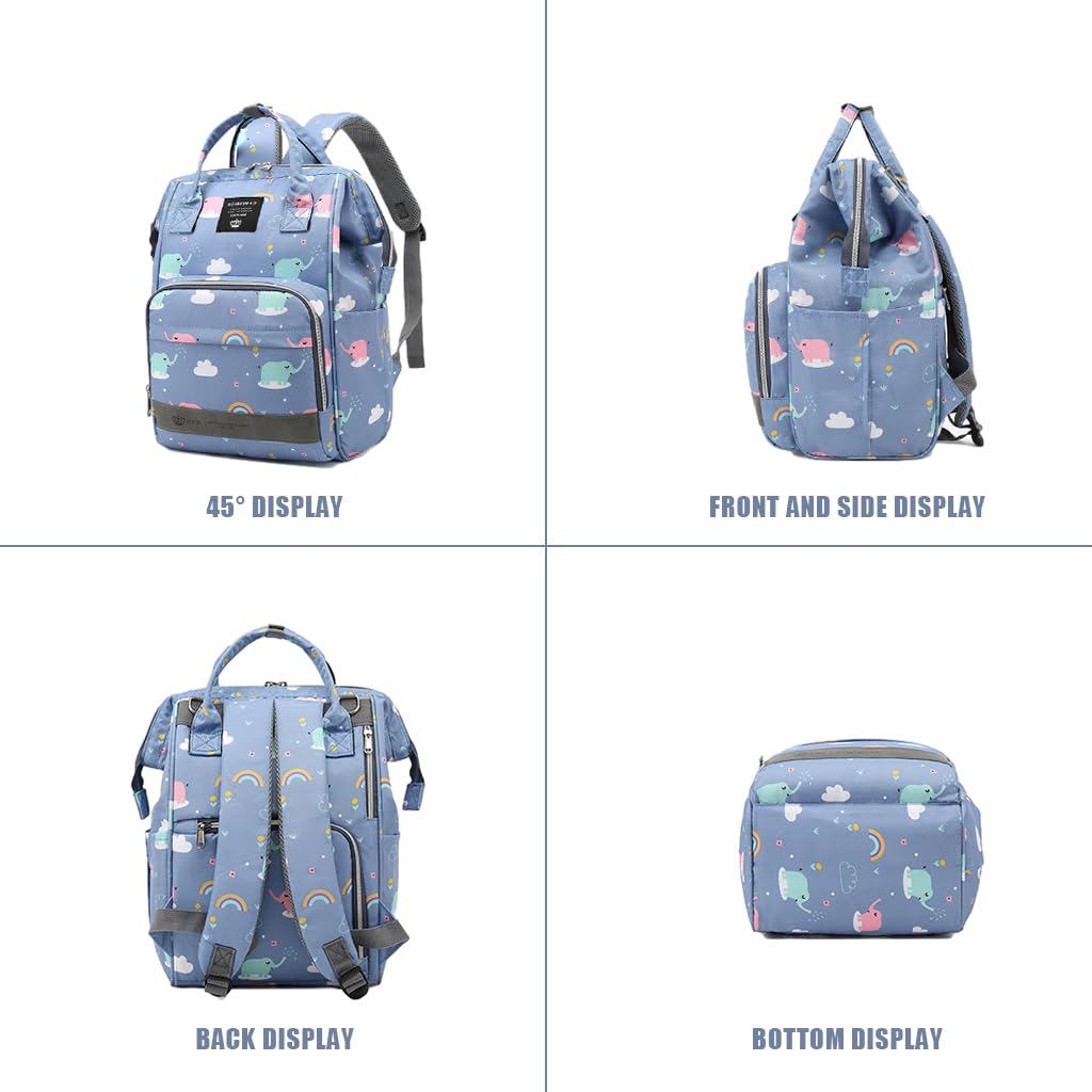 SNOWIE SOFT Diaper Bag Backpack for Travel with USB Port and 30×20×20 cm Large Capacity | Includes Insulated Bottle Pouch and Stroller Hooks