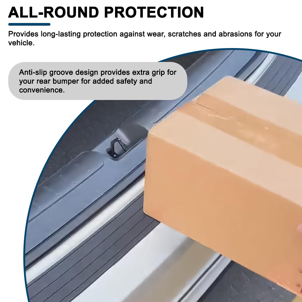 STHIRA Car Rear Bumper Protector for SUV Sedan & Hatchback with 41 x 3.4 in Trimmable Anti-Slip Rubber Guard | Scratch-Resistant Black Cover