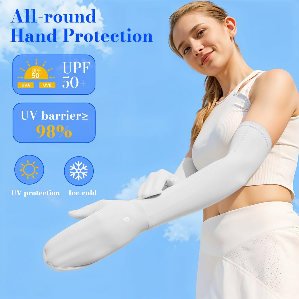 Venzina UV Sun Protection Arm Sleeves for Outdoor Sports with Anti Slip Band and Cooling Ice Silk Fabric | UPF 50+ for Women and Girls