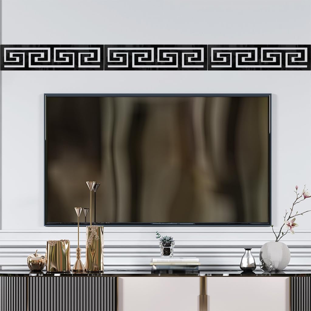 HASTHIP Geometric Shape Acrylic Wall Stickers for DIY Home Decor with 12 Pcs Black Design