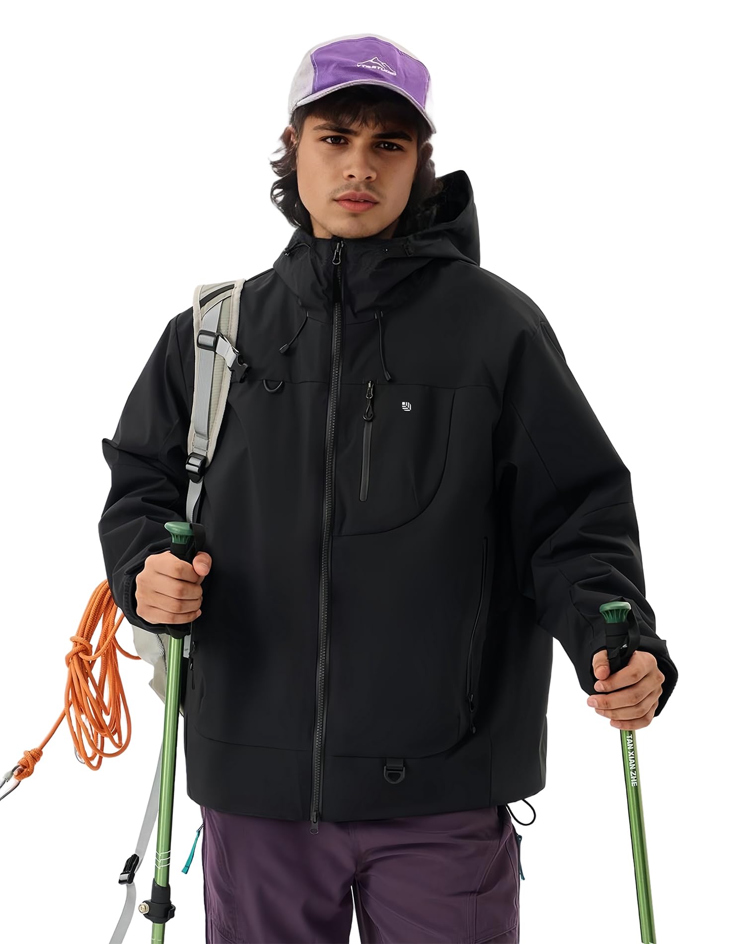 Venzina Men's Waterproof Rain Jacket for Urban Outdoor with Color Block Design | Breathable Windbreaker