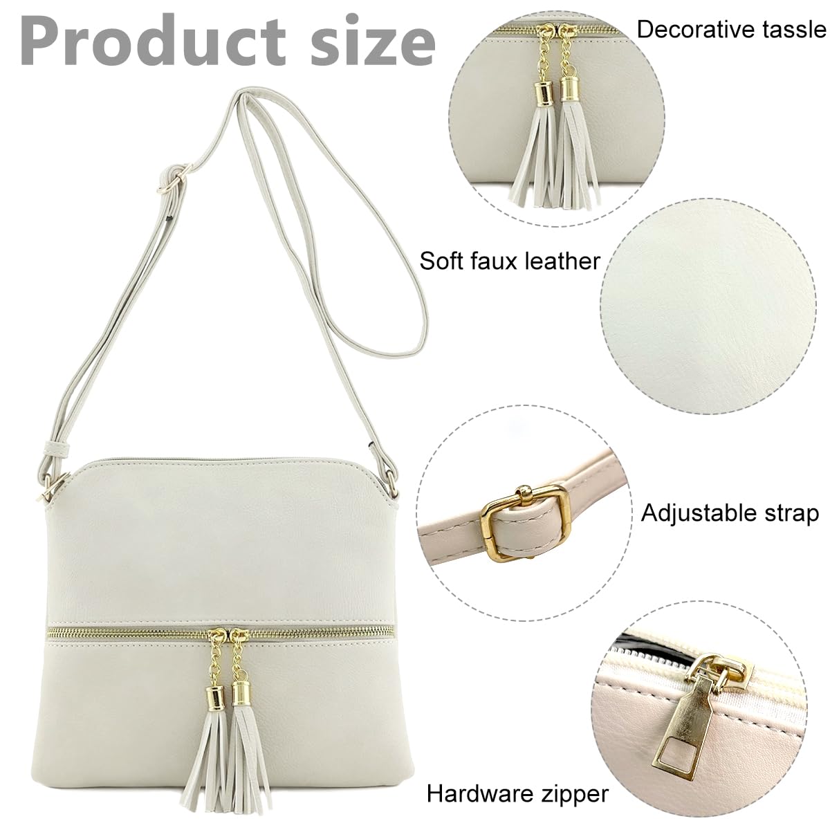 PALAY® Fashion Sling Bag for Women Classic Beige PU Women Shoulder Bag Crossbody Bag Square Purse Bag With Adjustable Strap Fashion Women Bag Gift for Women