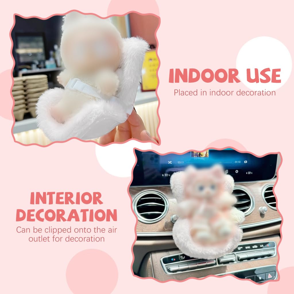 PATPAT Car Ornament for Air Vent with Built‑in Safe Belt and Plush Seat for 4‑inch Doll | Cute Car Charm Gift