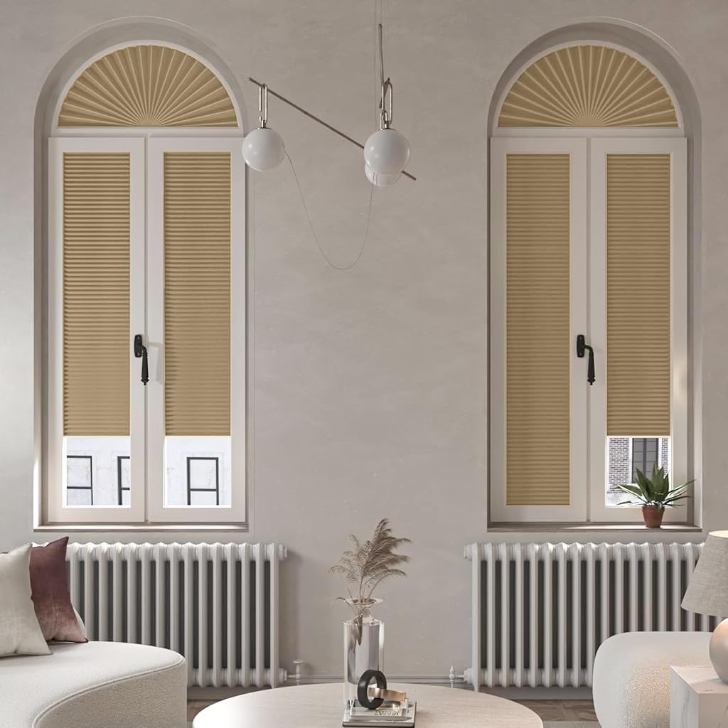 HASTHIP Blinds for Windows Without Drill featuring Roll Up Pleated Paper Design 47x70 in | Light Filtering and UV Protection for Home or Office