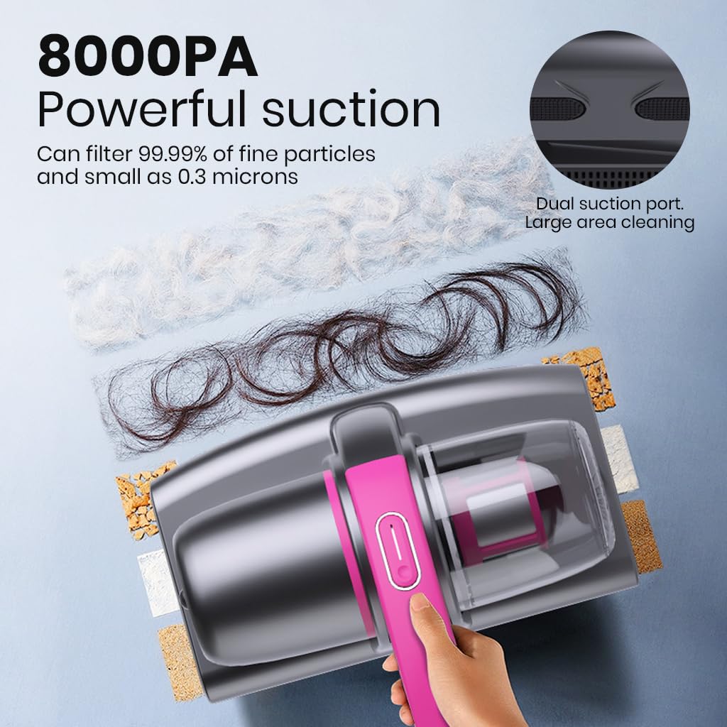 Supvox Vacuum Cleaner for Home with 13KPa Suction and UV‑C Sterilization | USB Rechargeable