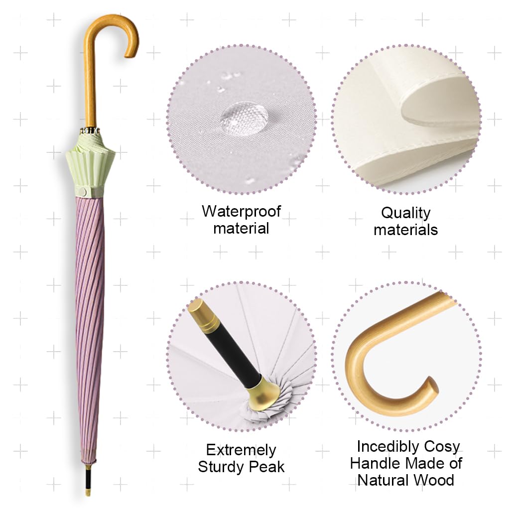 PALAY Umbrella for Women with 47 in Canopy and 16 Alloy Ribs featuring Auto Open | UPF50+ Sun Protection