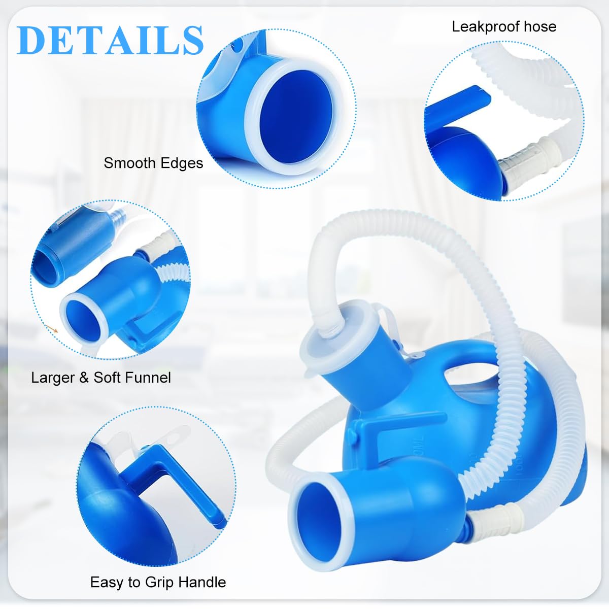 HANNEA Urine Collector for Men with 2000mL Capacity and Flexible Pipe | Spill Proof Portable Male Urinal