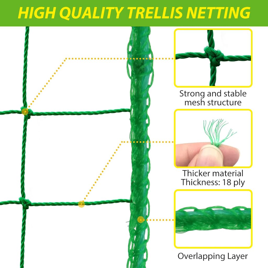 HASTHIP Trellis Netting for Climbing Plants with 18 Nylon Strands and 4x4 in Grid | 2 Pcs Set