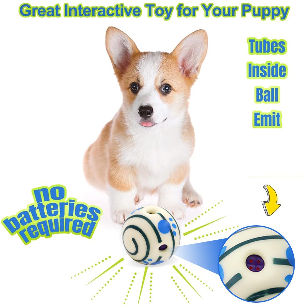 Qpets® 5.5 Inch Interactive Toy Ball for Dog, Dog Toys for Adult Dog Fun Bouncing Sound Ball with Night Glow, PVC Dog Molar Chew Ball Funny Pet Ball Chewing Toy Ball Toy for Medium Large Dogs