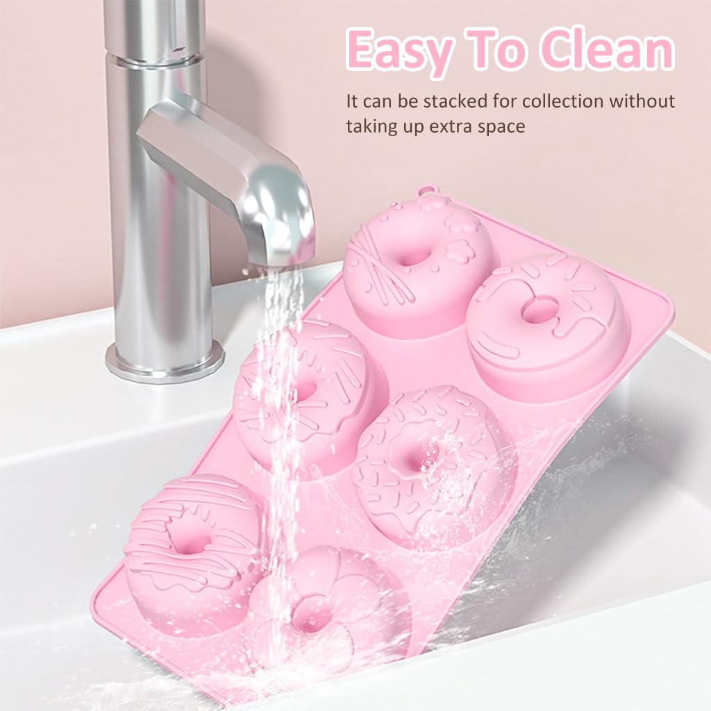 HASTHIP Silicone Donut Mold for Home Baking with 6 Cavities and Non Stick Food Grade Design