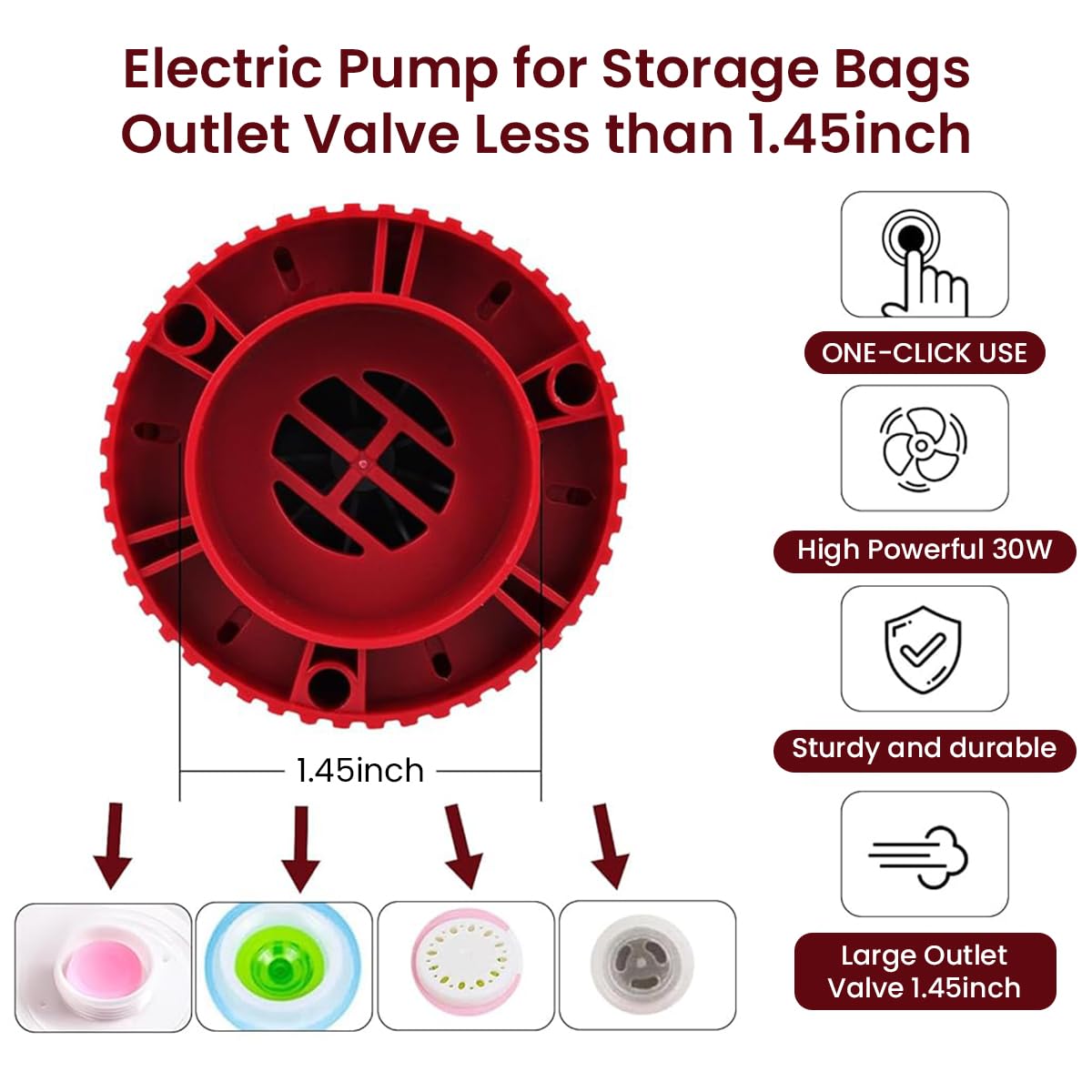 Serplex Electric Air Pump for Vacuum Storage Bags with 30W Motor and One Button Control