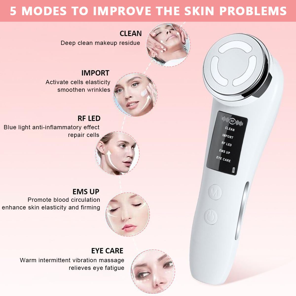 HANNEA® Facial Massager for Women, Electric Facial Massage, Face Cleaning Machine Deep Pores Cleanser for Skin Care EMS Micro-current Anti Wrinkles With 5 Modes