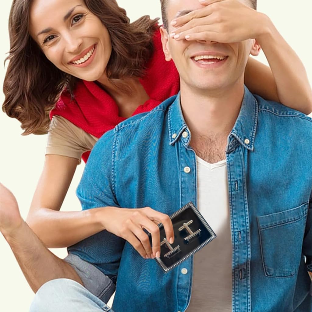 GUSTAVE Mens Cufflinks for Suits featuring Black Electroplated Pattern | Ideal for Wedding and Business