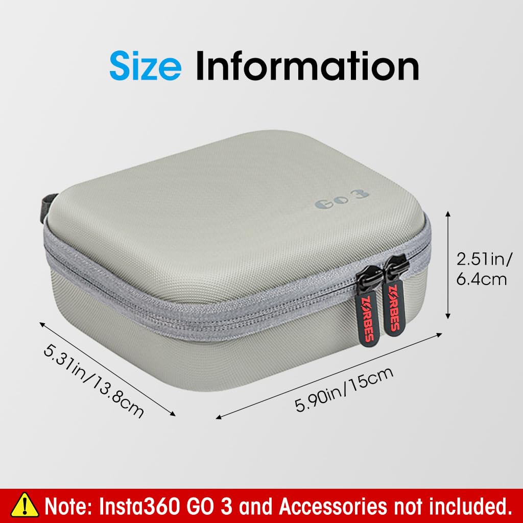 ZORBES® Carrying Case for Insta360 GO 3 Accessory Bag for Insta360 GO 3 Storage Case with Hand Strap Travel Case for Insta360 GO 3 Action Camera, Not Include Insta360 GO 3